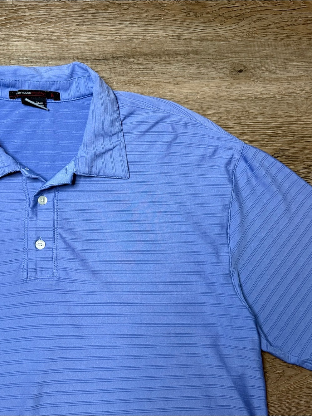 Nike Tiger Woods Golf Polo Striped Cornflower Blue Men's Polo Shirt